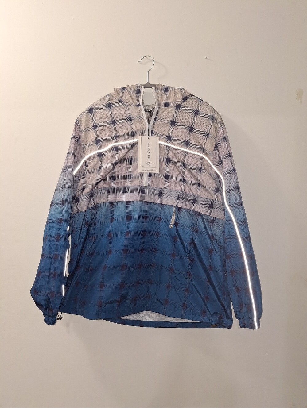 New Womens Blue Rain Jacket Pullover Hooded Windbreaker Waterproof Windproof Med